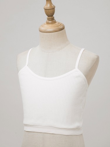 Girls Crop Top Kids Sleeveless Stretch Plain T-shirt Racer Back Sports Tank Vest - Picture 64 of 79