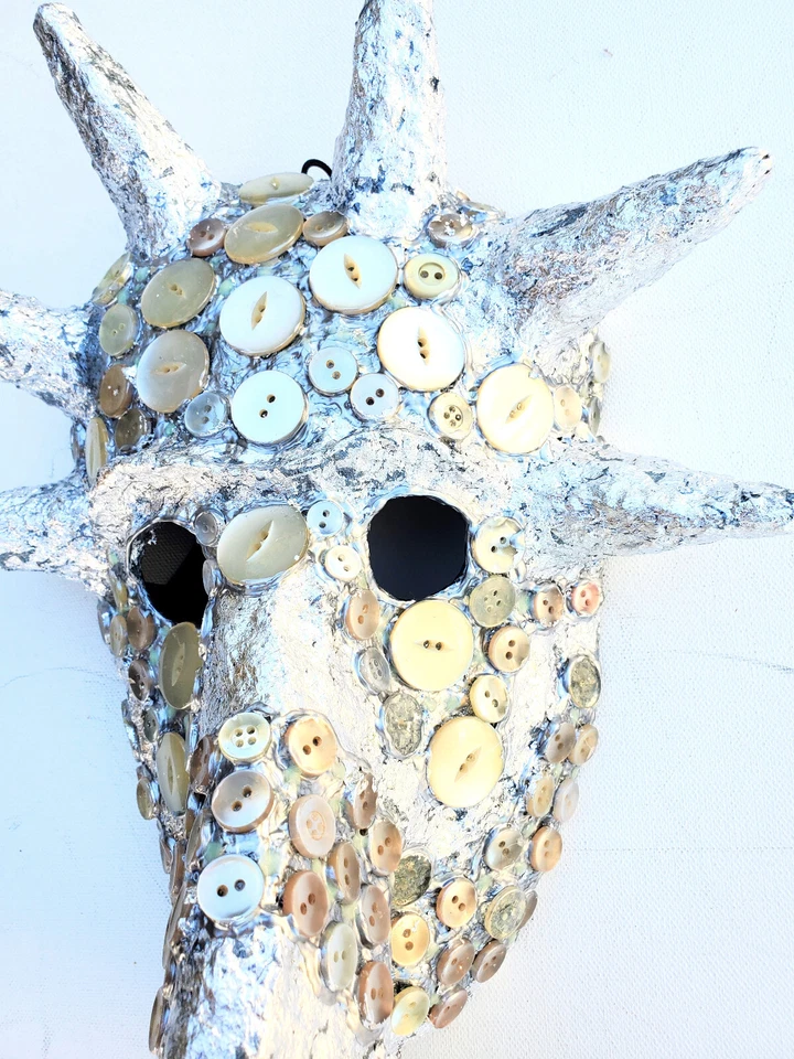 Silver Mask/Wall Art Handmade Glows-in-dark Wearable One-of-a-Kind - Image 4 of 4