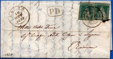 1859 - Lettera da Prato resa franca con 2 val. da 2 crazie (n.13b) 