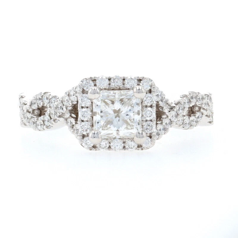 Valina Diamond Halo Engagement Ring White Gold 14k Princess Cut