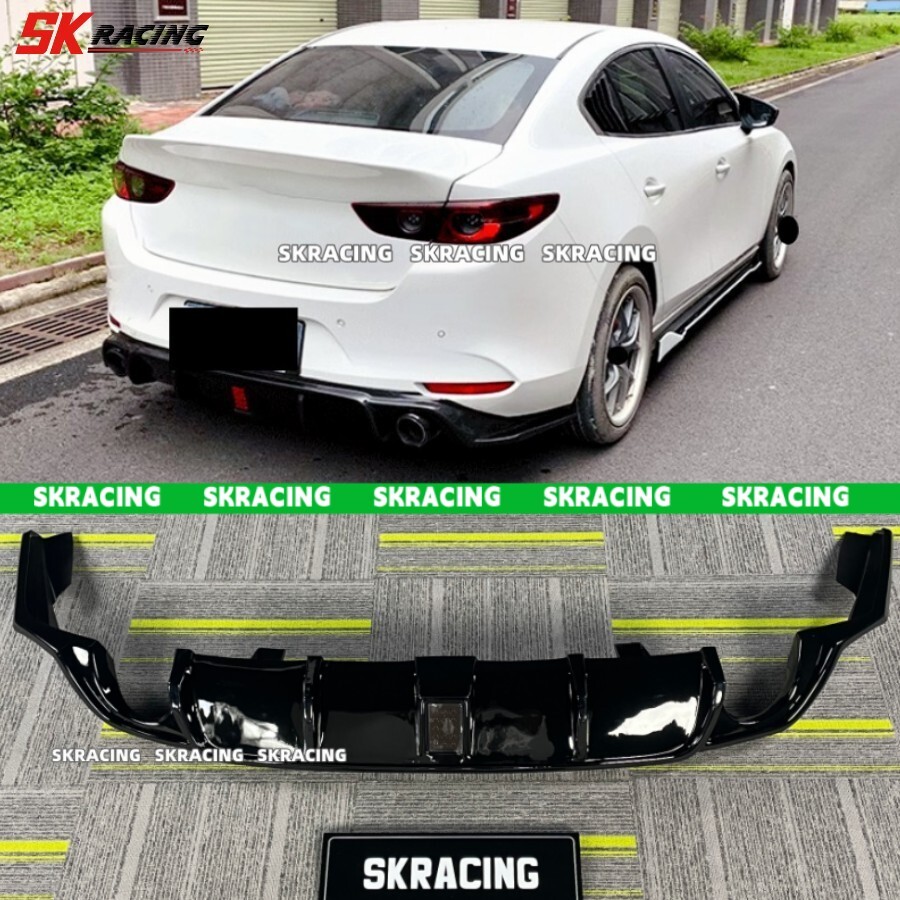 Glossy Black ABS Rear Bumper Lip Diffuser Bodykit For Mazda 3