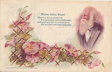 WILLIAM CULLEN BRYANT. PORTRAIT. POEM. FLOWERS.  ARTIST SIGNED- COBB SHINN.