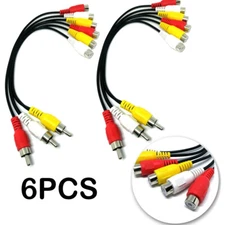 2x 3 RCA Male Jack to 6 RCA Female Plug Splitter Audio Video Av Adapter Cable