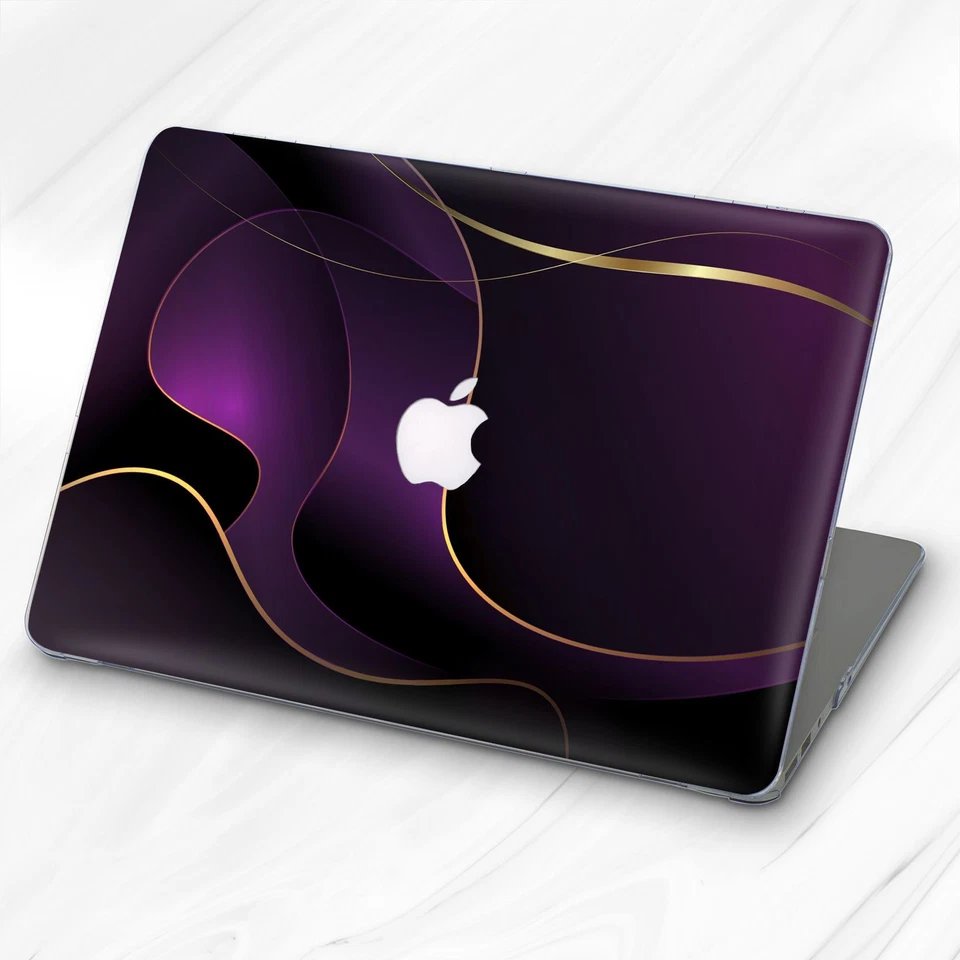 Luxurious Purple Gradient Gold Line Hard Case For Macbook Air 13 Pro 16 13 14 15 - Image 2 of 4