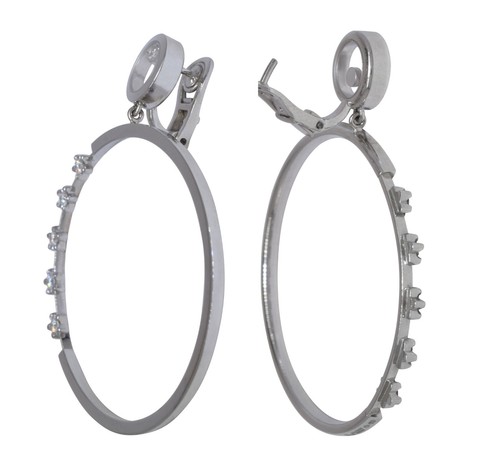 Chopard Happy Diamonds 18k White Gold 5 Diamond Star Hoop Earrings 847625-1001 - Picture 3 of 11