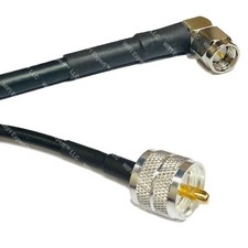 RFC195 Silver SMA MALE ANGLE to PL259 UHF Male Coax RF Cable USA Lot