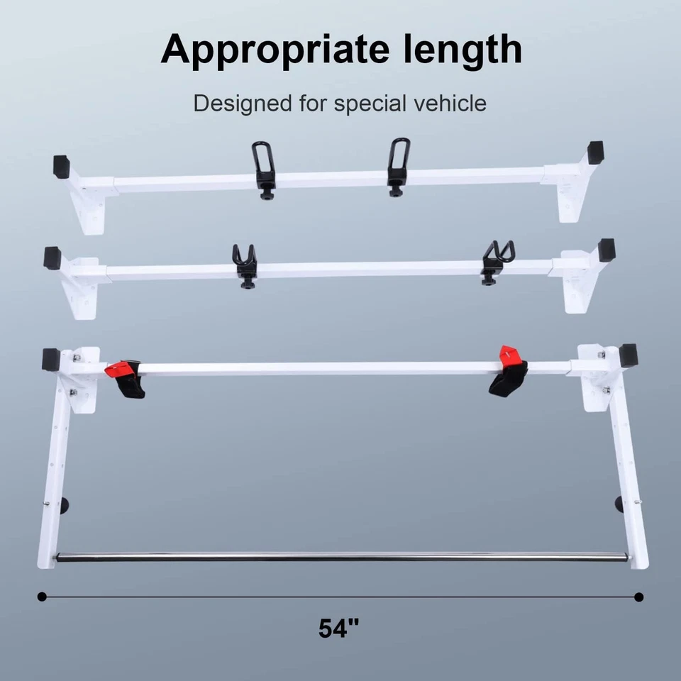 Лестничный багажник на крышу 54 дюйма 3 шт с грузовым роликом для грузового фургона Ford Transit 2015-2024 годов выпуска - Изображение 4 из 4