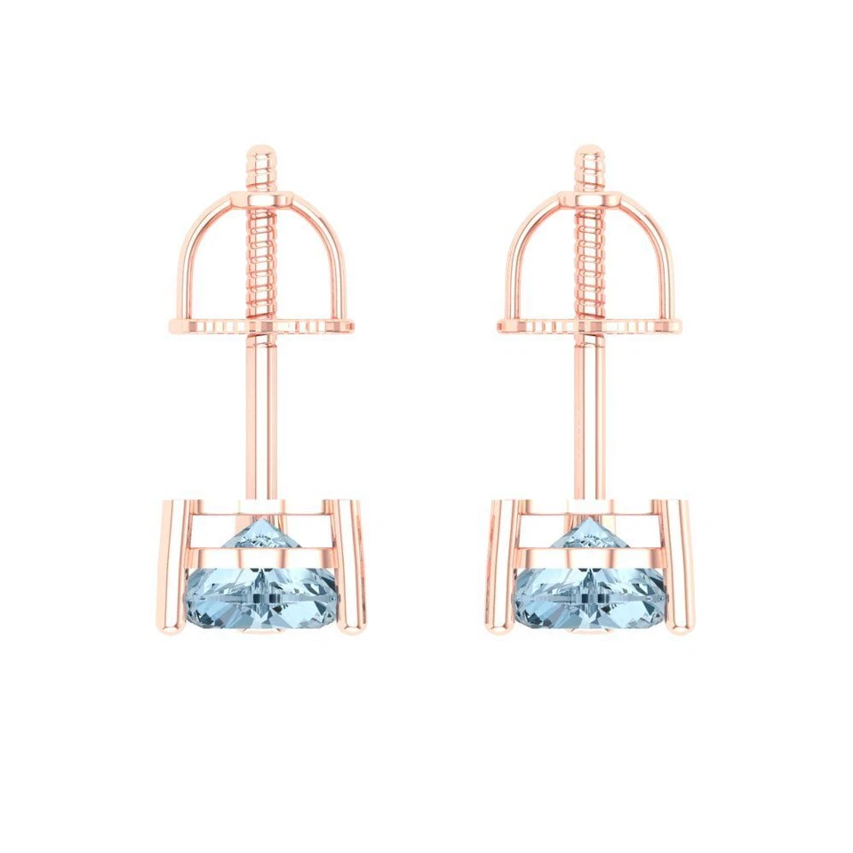 Pendientes de oro rosa macizo con tachuelas de corte corazón de 1,0 quilates para mujer Foto 4 de 4