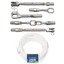 Lifeline Kit W/Gate & 40' White 3/16" Wire Rope Included - C0747-LK01-X-C