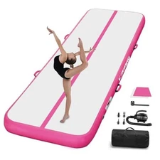 Air Mat Tumble Track, Gymnastics Mats Tumbling Track with 10ftx3.3ftx4inch Pink