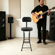 Ergonomic Guitar Chair W/ Padded Cushion Folding Guitar Stool W/ Guitar Stand