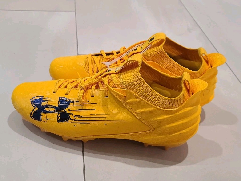 SIZE 13 UNDER ARMOUR BLUR MC SUEDE STEELTOWN GOLD 3027978-700 FOOTBALL  CLEATS