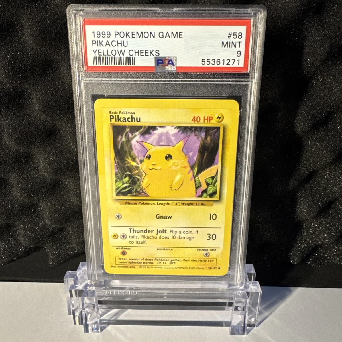 Pokémon TCG Base Set Pikachu Grade 9 Individual Collectible Card