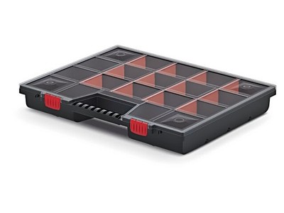 KNO50407 Behälter: kollektiv mit Partitionen schwarz 490x390x65mm KISTENBERG