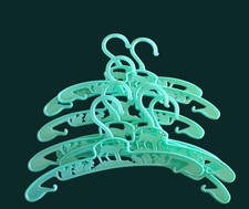 7 Midcentury Kids' Plastic Clothes Hangers; Seafoam Green w/ Deer  Bunnies