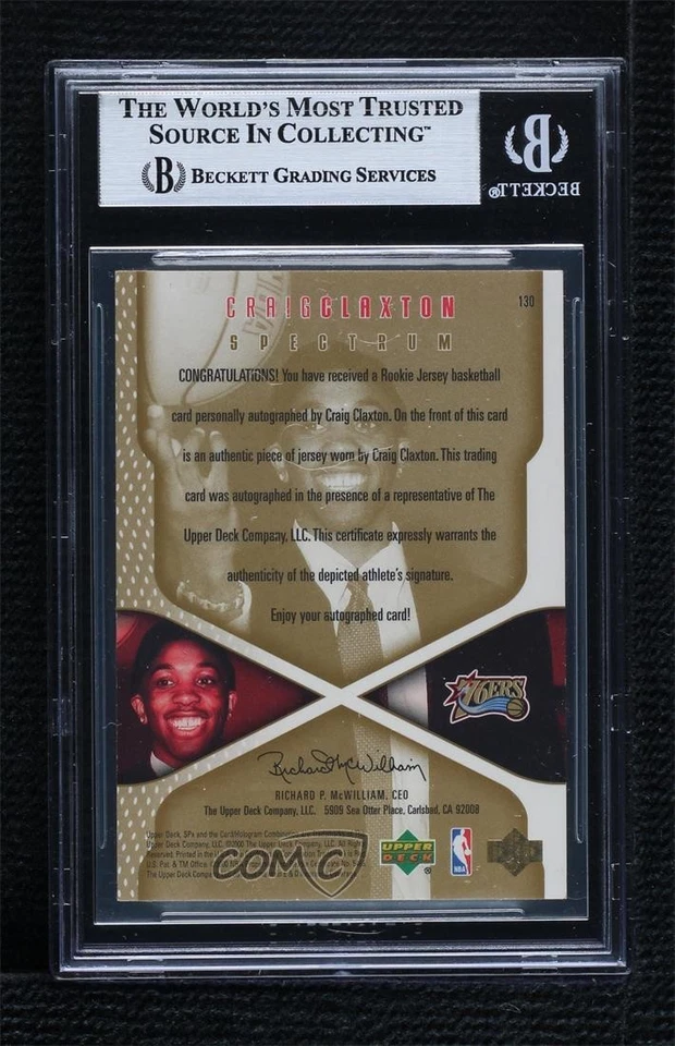 2000 SPx Jersey Auto Spectrum /25 Speedy Claxton Craig BGS Authentic Rookie RC - Image 2 of 2
