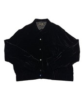 NWT Massimo Dutti Black Velvet Button Front Bomber Jacket Women's Size Small S