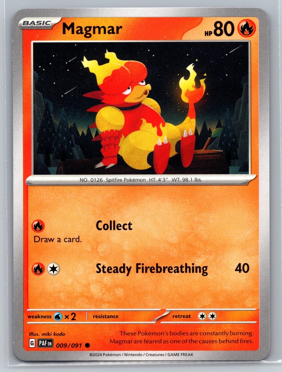 Magmar 009/091 Paldean Fates Fire Basic Spitfire Pokemon TCG
