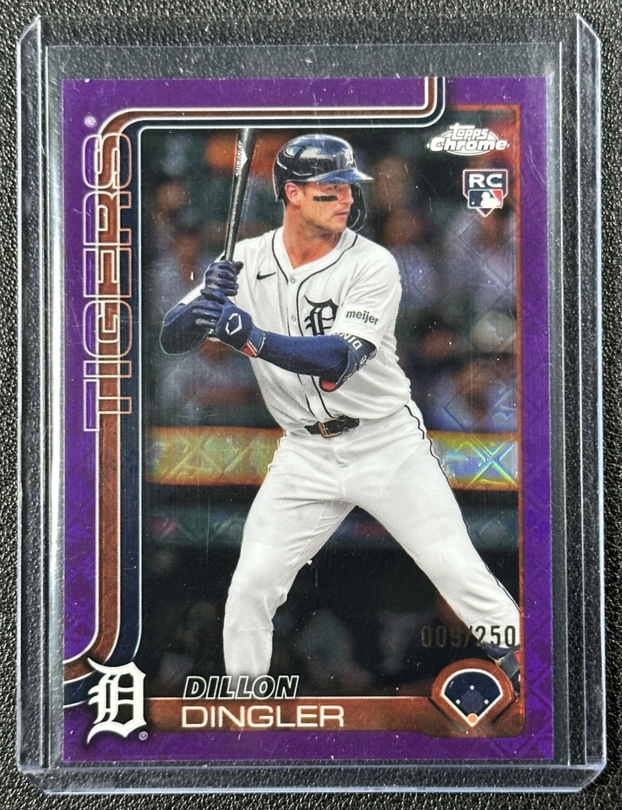 DILLON DINGLER 2025 TOPPS CHROME LOGOFRACTOR #274 ROOKIE PURPLE REFRACTOR 9/250