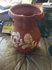 Greenfield Village Pottery Redware Flower Jug Primitive Folk Art Ryan Ferrey