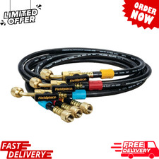 Fieldpiece HR3B Refrigerant Hose Set 3-Pack 5ft 1/4" SAE Flare Ball Valves HVAC