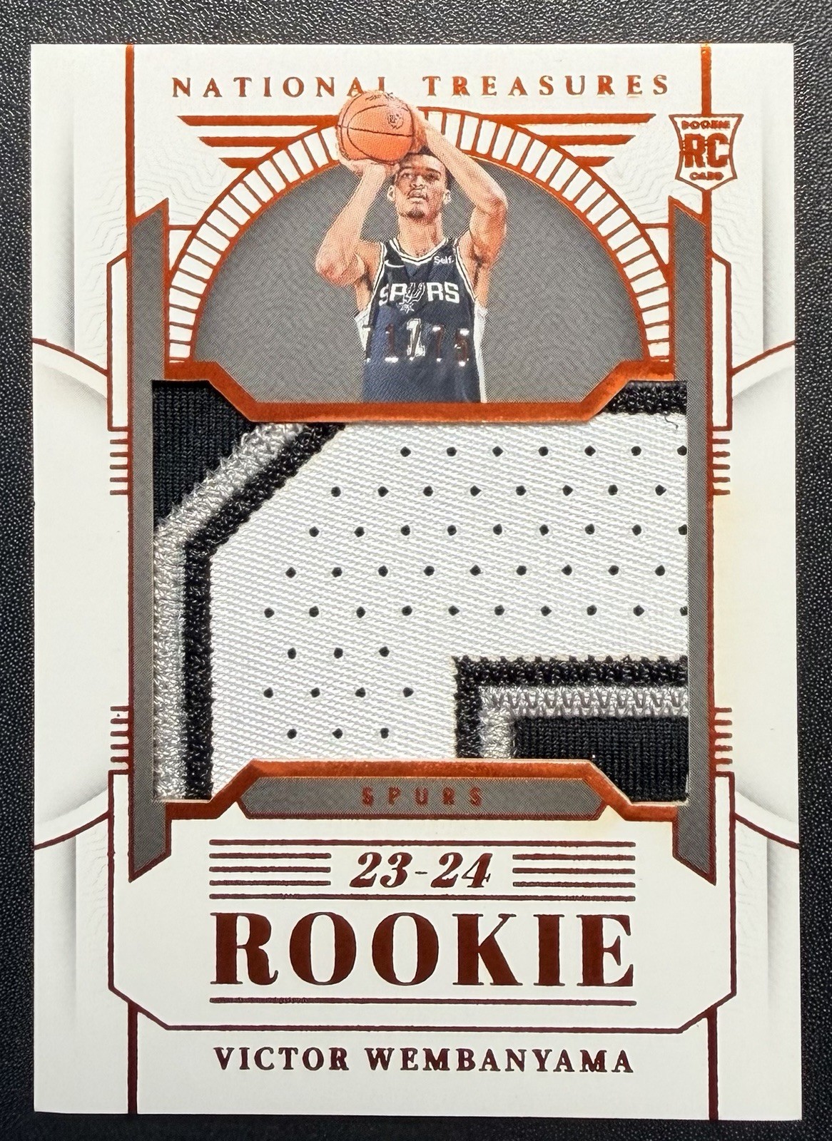2023 National Treasures Victor Wembanyama Rc Orange Sick Logo Patch /75 Spurs!
