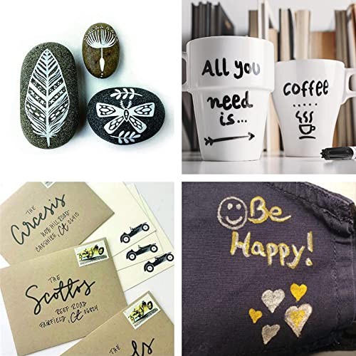  Permanent Paint Markers Pens - 3 Pack Oil Based Paint Pens, Medium Tip, Black