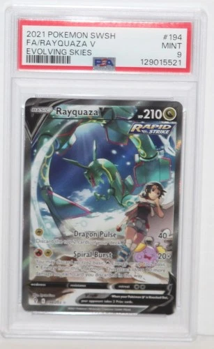 Pokemon 2021 - Rayquaza V Alt Art #194/203 Evolving Skies English PSA 9 Mint