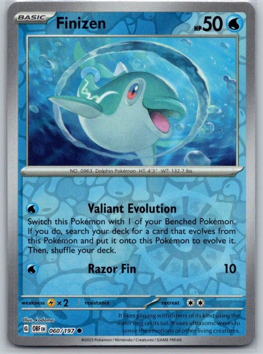 Finizen 060/197 Common Obsidian Flames Pokemon Reverse Holo Near Mint