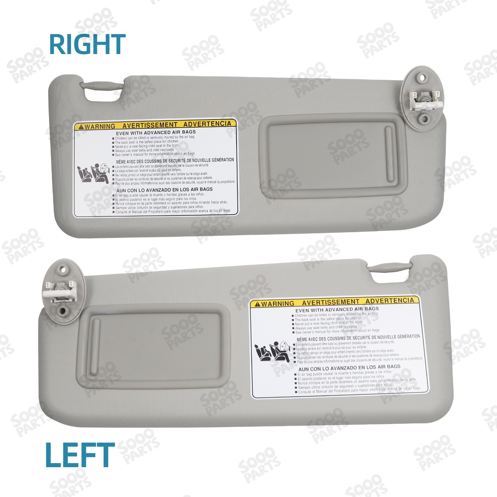 Pair Front Left & Right Side Gray Sun Visor W/ Mirror for 2013-2018 Toyota RAV4