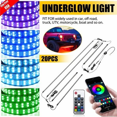 6x Double Row LED RGB Dream Lights Strip Neon Underglow LED Chasing Kit Remote