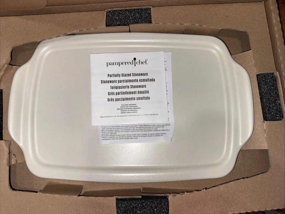 Pampered Chef Stone Serving Tray White # 100775 new NIB - Image 2 of 4