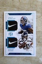 🔥🔥SAQUON BARKLEY RASHAAD PENNY Rookie 1/1🔥🔥2018 NATIONAL TREASURES NFL GEAR
