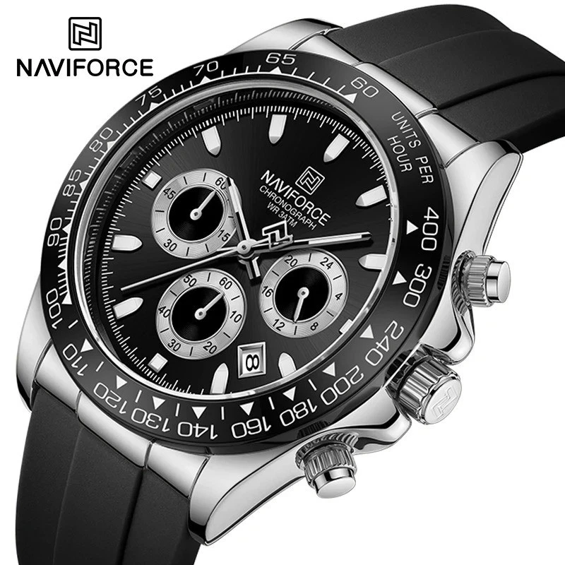 45MM NAVIFORCE Reloj de Buceo de Cuarzo de Lujo para Hombres Silicona Impermeable Luminoso NUEVO Foto 4 de 4