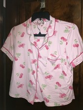Juicy Couture Cherry Print Shorty Pajama Set 2-Piece Size Large Poly/Spandex