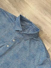 Men's Johnnie-O Performance Blue AOP Polo Short sleeve Shirt L