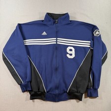 VTG Adidas Full Zip Track Jacket Mens Medium Blue 3 Stripes Fleece Windbreaker
