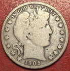 1905-S Barber Silver Half Dollar. Free Shipping