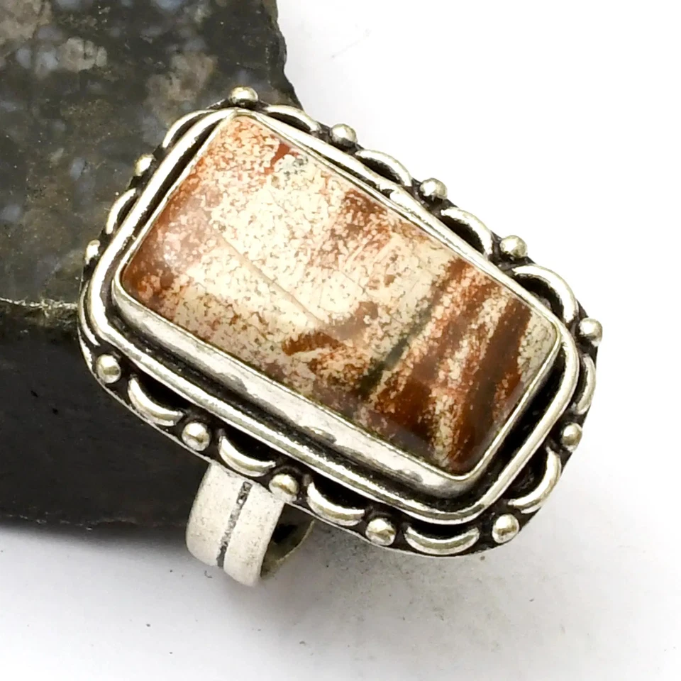 Jaspis Edelstein ethnische Handarbeit Ring Schmuck als Geschenk US-Größe - 8,25 AR 33238