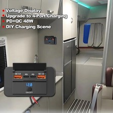 Car DC 12V-24V PD Type C USB Port Fast Charger Socket Power Outlet Panel Charge