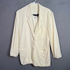 Tina Hagen Womens Size Small Cream Textured Blazer Jacket Made In USA