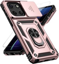 Moto G Stylus 2025 Case with Slide Camera Cover HD Screen Protector Rose Gold
