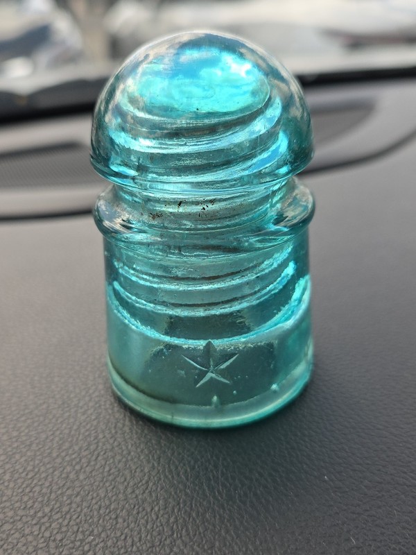 HEMINGRAY Aqua Blue Glass Insulator Made in USA 1893 patent