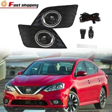 For 2016-2019 Nissan Sentra Front Bumper Fog Lights W/Bezel+Switch Clear Lens