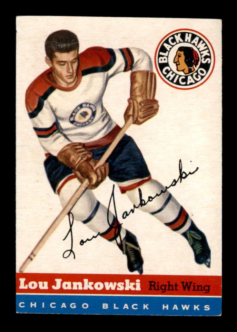 Lou Jankowski #28 Hockey Cards 1954 Topps trading card — raw and PSA graded price guide