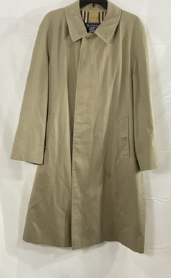 Vintage 90s Burberrys Men's Beige Overcoat Trench Coat Made in England Sz 42