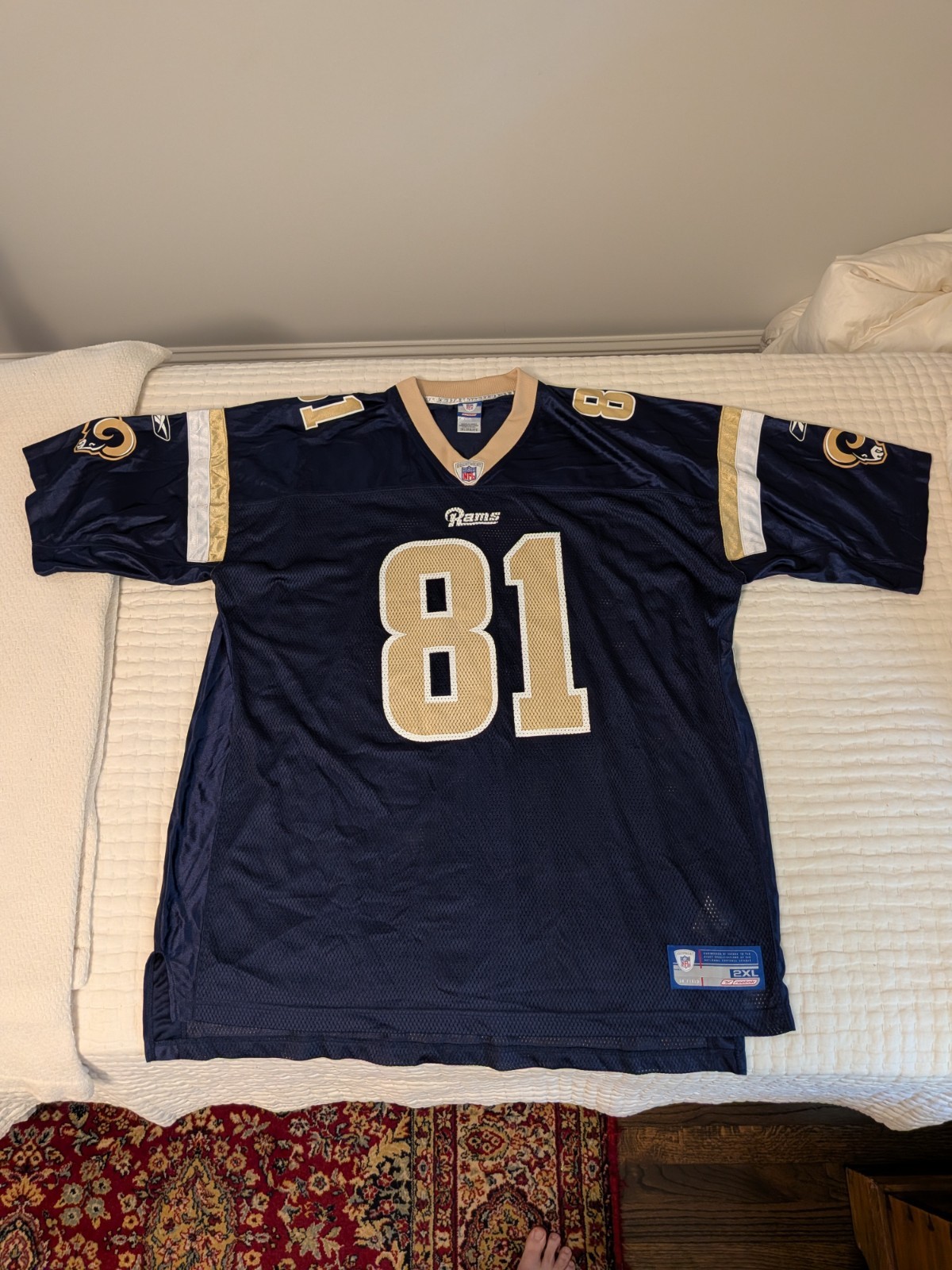 Torry Holt #81, Men's XL, St. Louis Rams, NFL Reebok On Field Jersey LA Rams