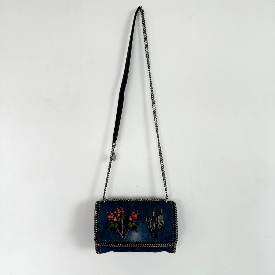 Bolso de Mano Stella McCartney Bordado Falabella Denim Cadena Mujeres Flor de Cactus Foto 2 de 4