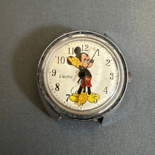 Vintage Timex Electric Disney Micky Mouse Quartz For Watch Parts Or Repair Only