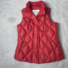 Eddie Bauer Premium Goose Down Women Vest Extra Small Red Full Zip Puffer